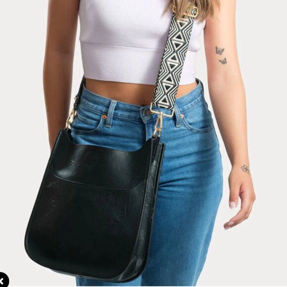 Ah-Dorned Gray Crossbody Vegan Leather Bag with Sparkly Gray Camo Strap - Picture 13 of 13